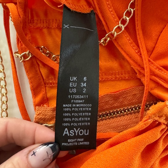 Asyou orange crop top with gold chain from ASOS size US 2 XS - Picture 2 of 2